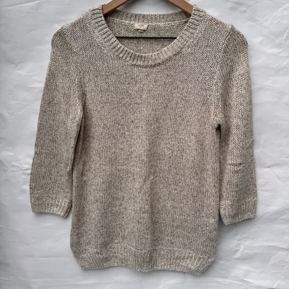 J. Crew // tan chunky knit crew neck sweater style a5590 size small aug1